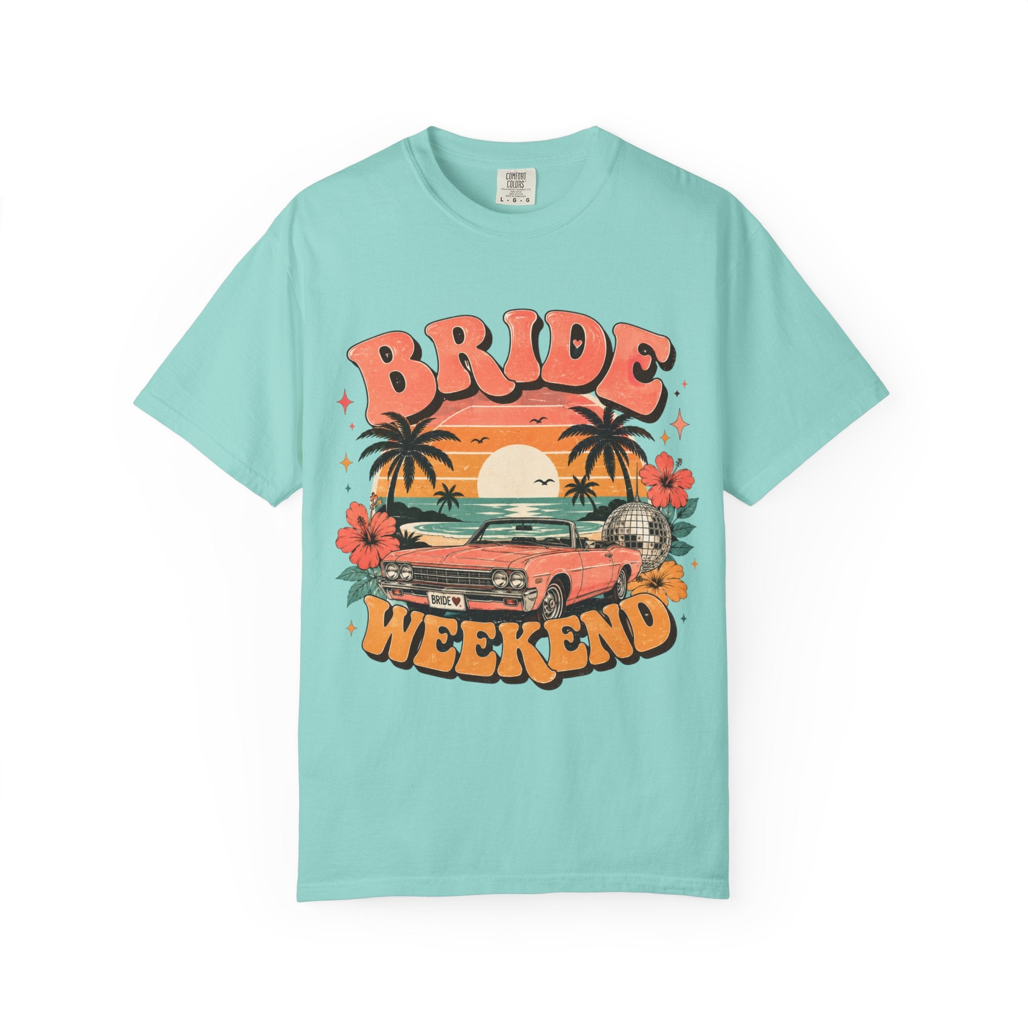 Bride Weekend T‑Shirt — Retro Sunset Palm Bachelorette Tee