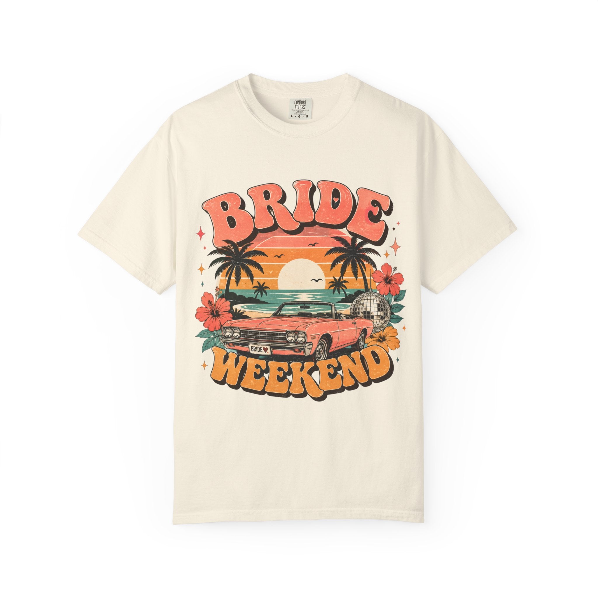 Bride Weekend T‑Shirt — Retro Sunset Palm Bachelorette Tee