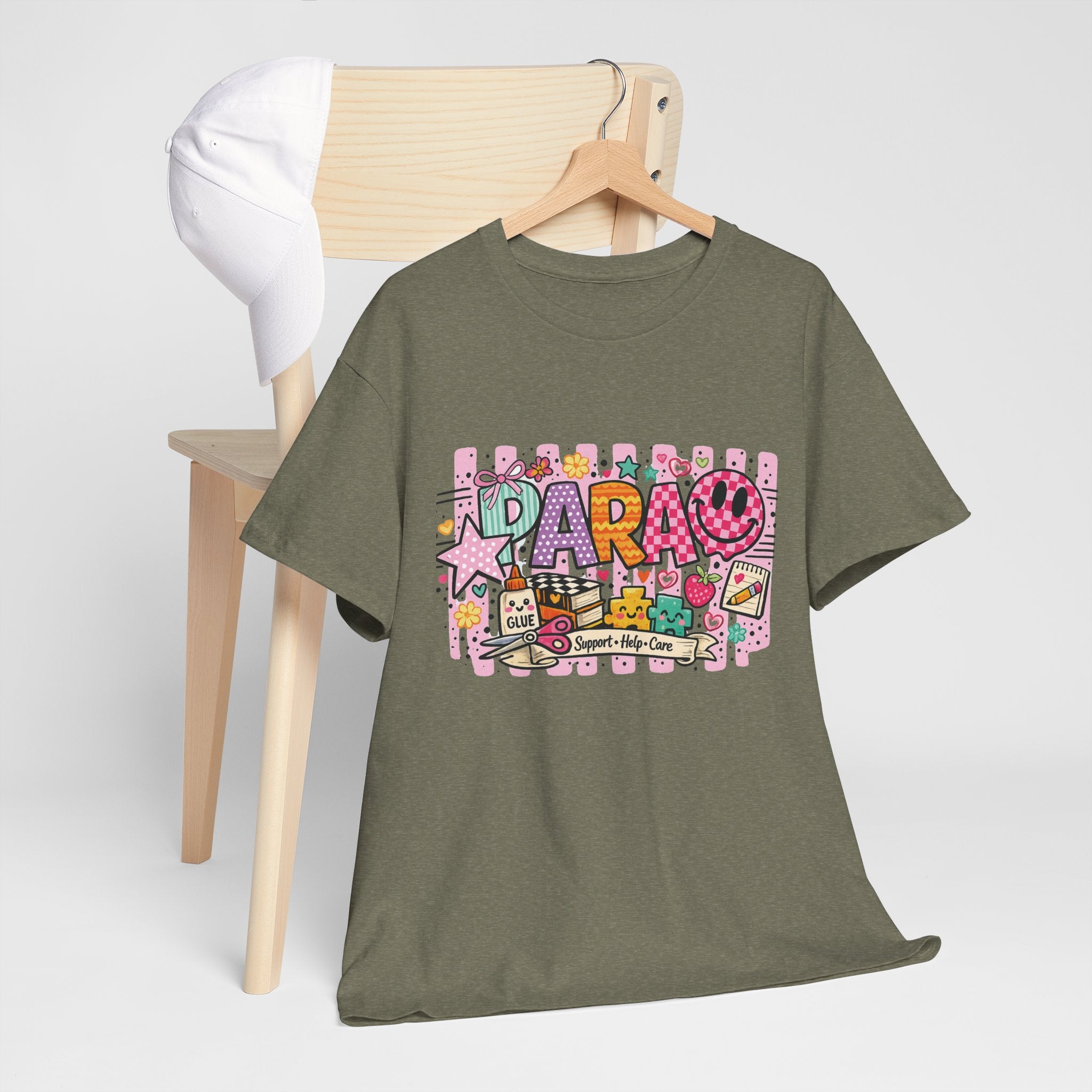 Daro Cute Cartoon Collage Tee | Pink Stars, Smiley Donut, Snacks