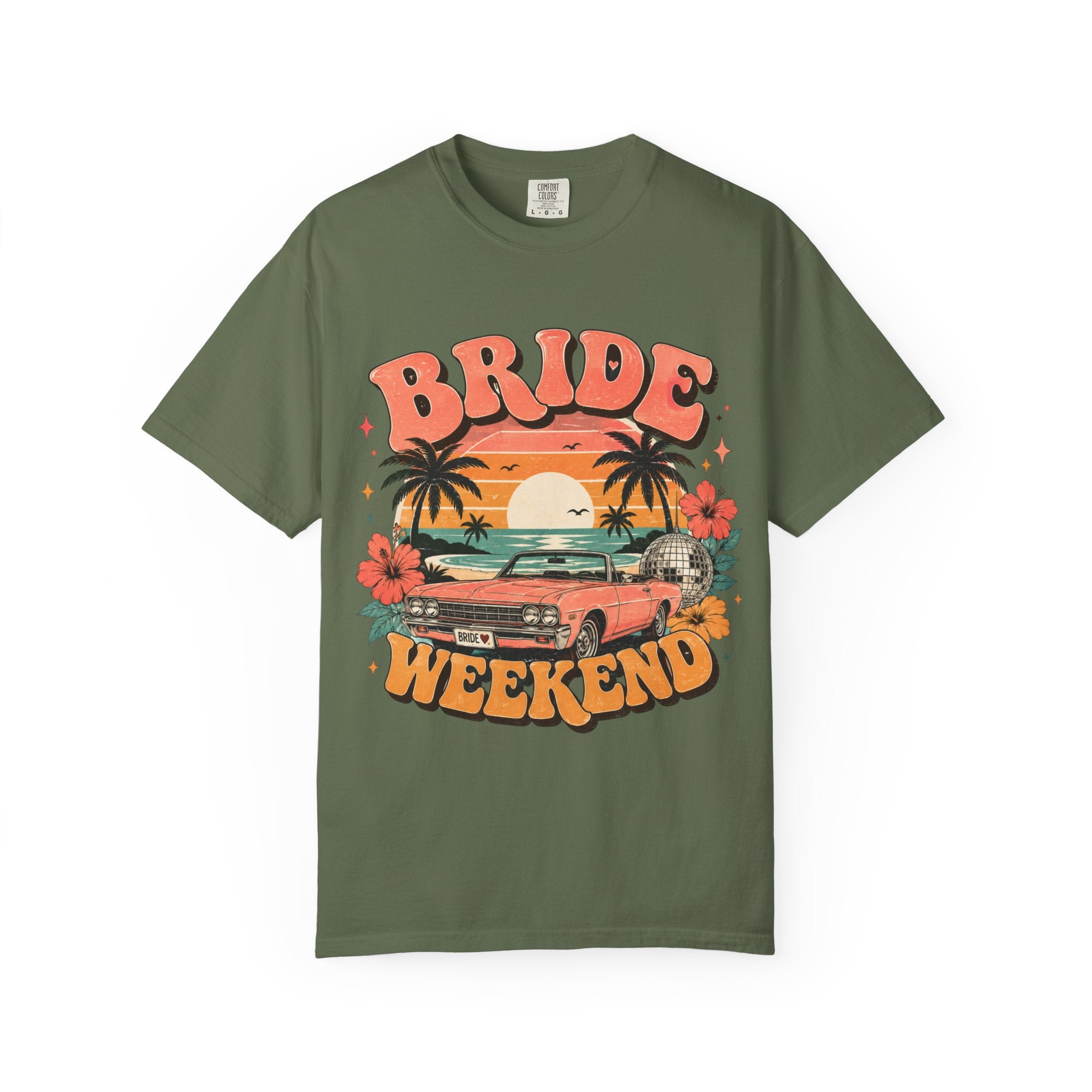 Bride Weekend T‑Shirt — Retro Sunset Palm Bachelorette Tee