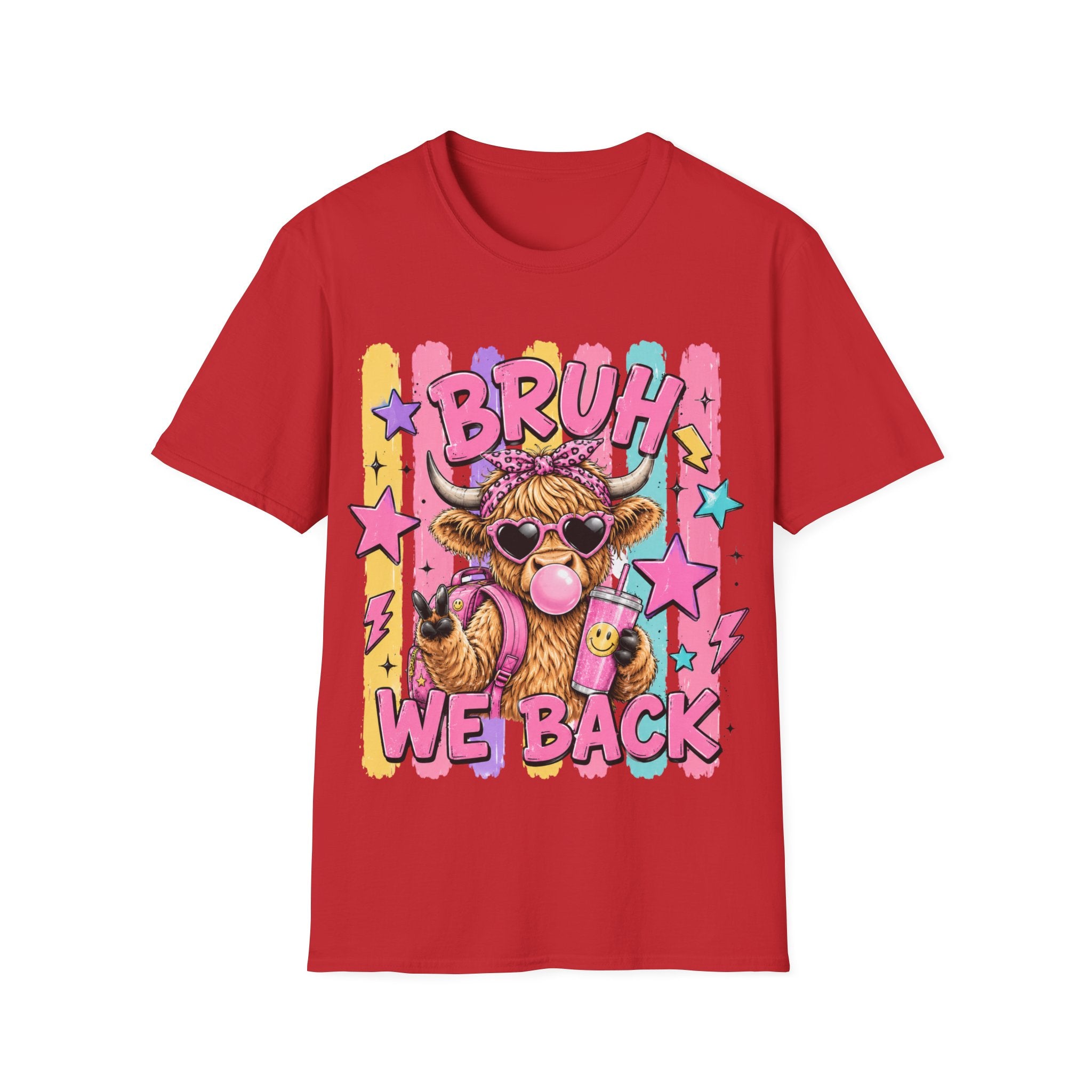 Bruh We Back Shirt, Funny Back To School Tee, Cute Cow Shirt, Teacher Student Shirt, First Day of School Tee, Trendy Graphic T-Shirt