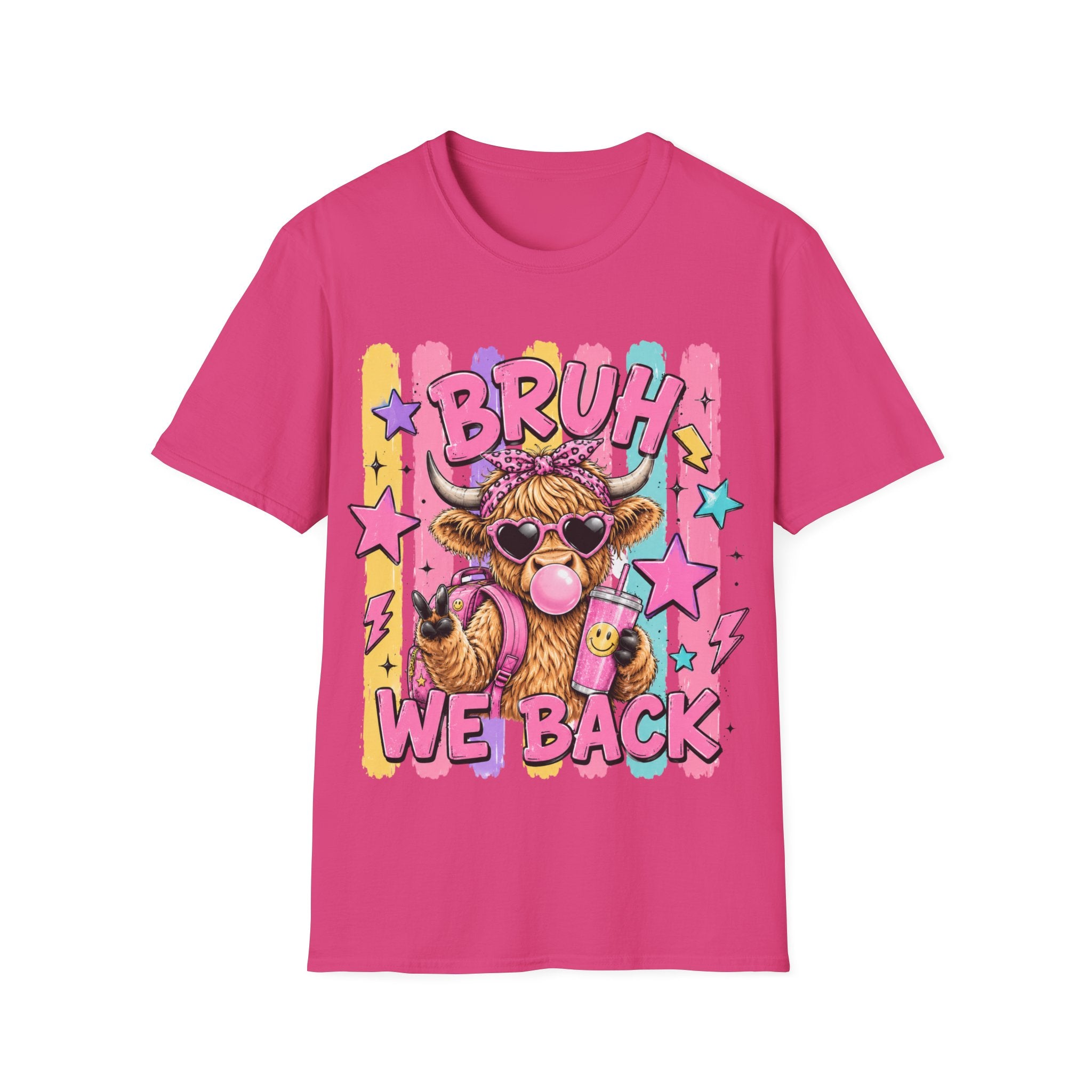 Bruh We Back Shirt, Funny Back To School Tee, Cute Cow Shirt, Teacher Student Shirt, First Day of School Tee, Trendy Graphic T-Shirt