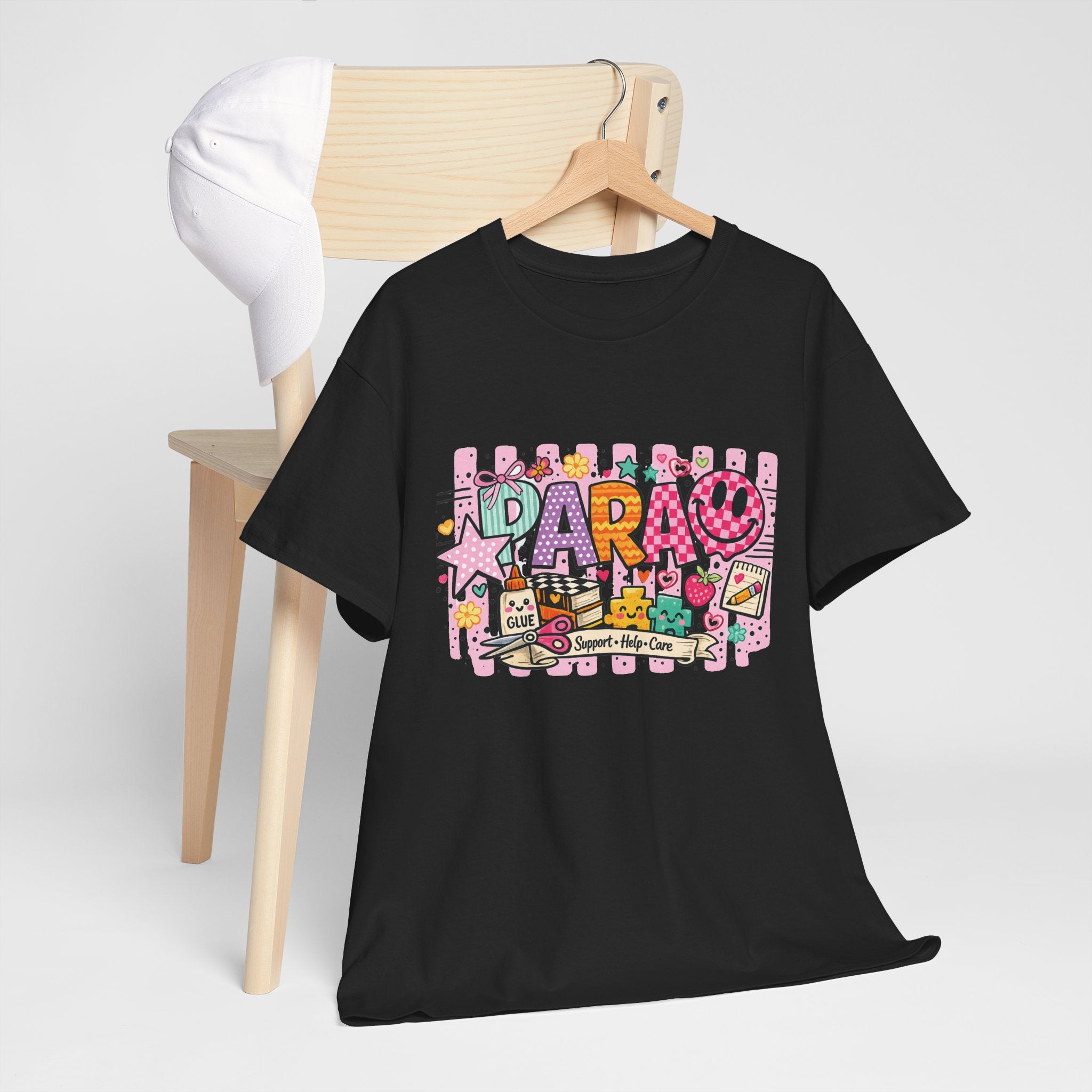 Daro Cute Cartoon Collage Tee | Pink Stars, Smiley Donut, Snacks
