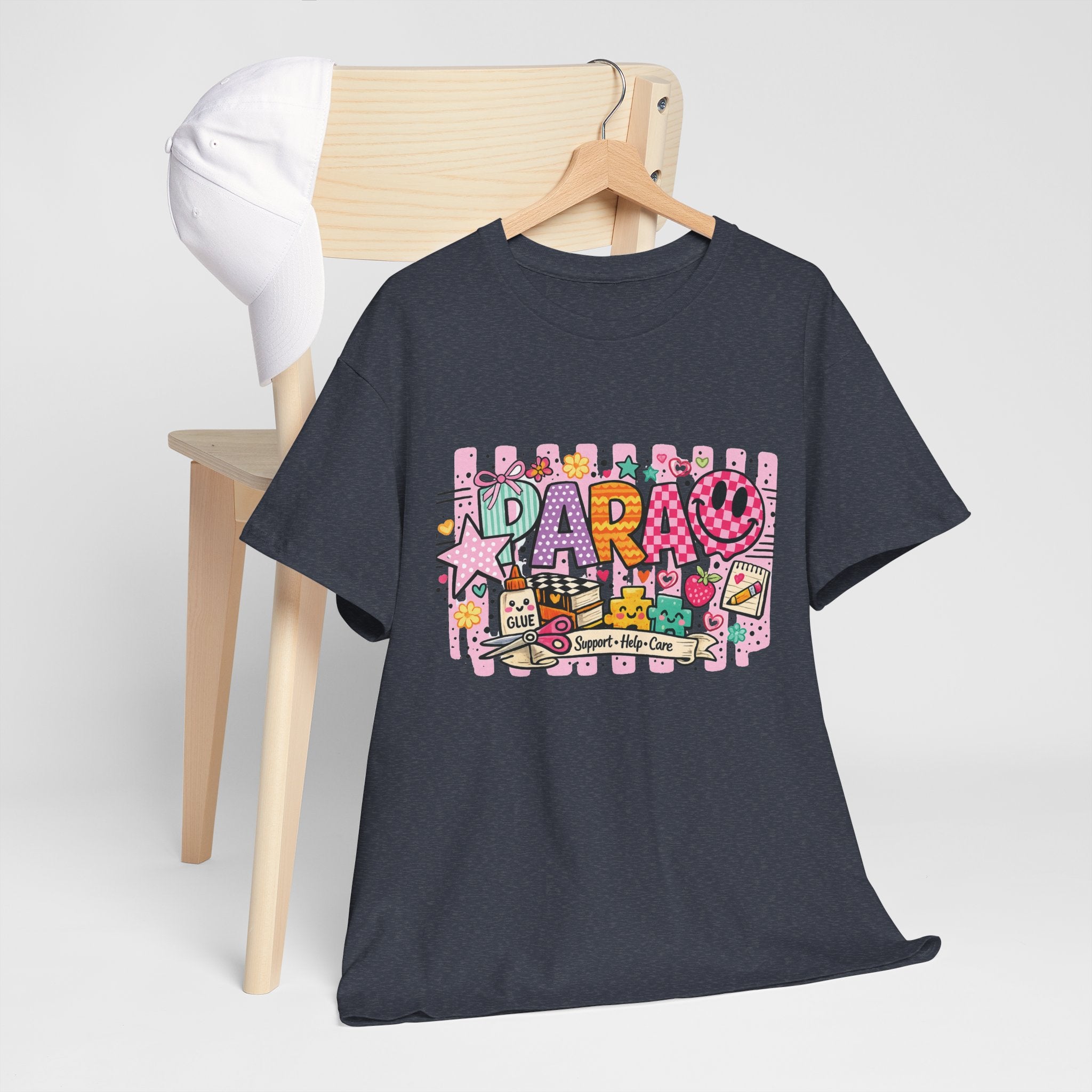 Daro Cute Cartoon Collage Tee | Pink Stars, Smiley Donut, Snacks