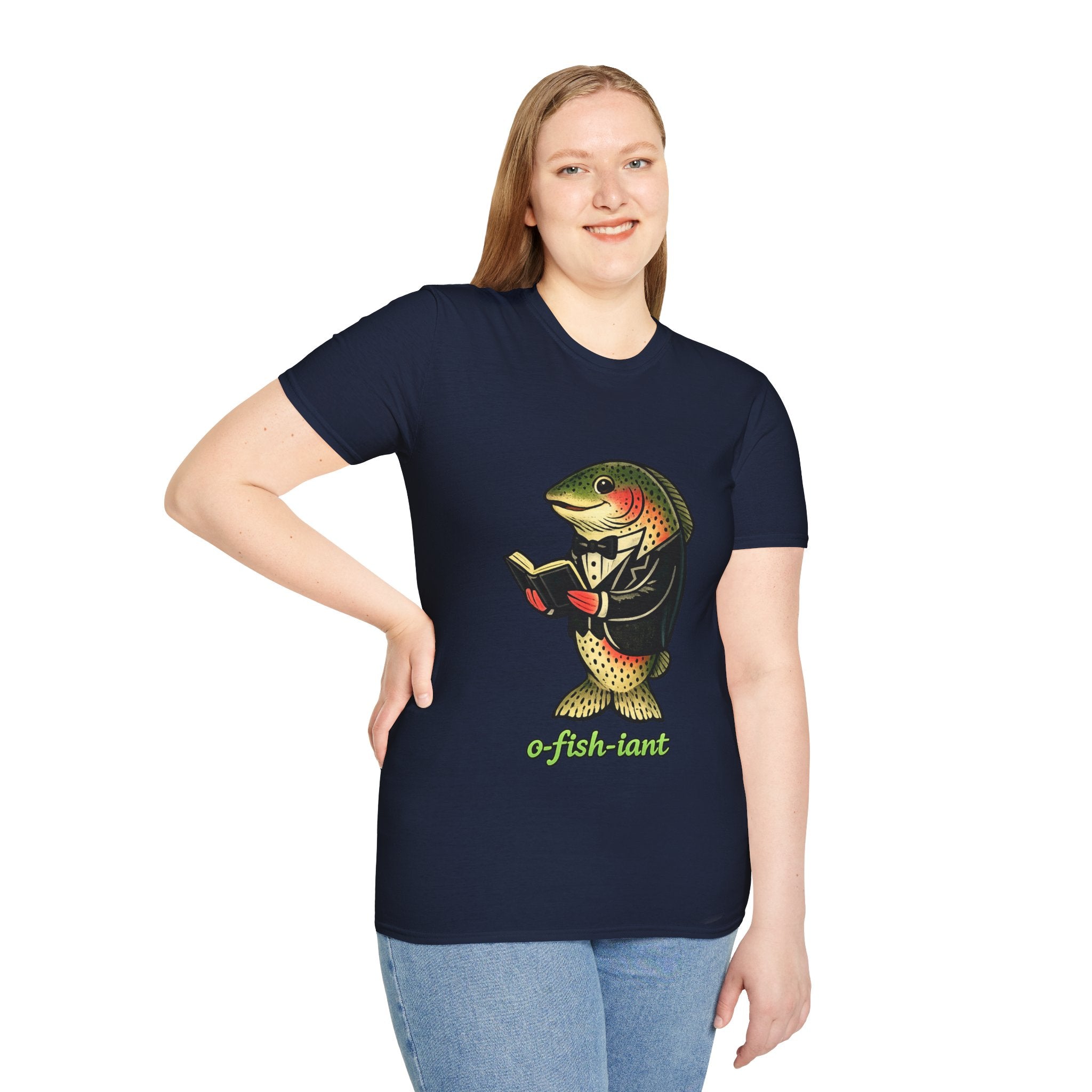 Dapper Trout with Book T-Shirt | Literary Fish Illustration