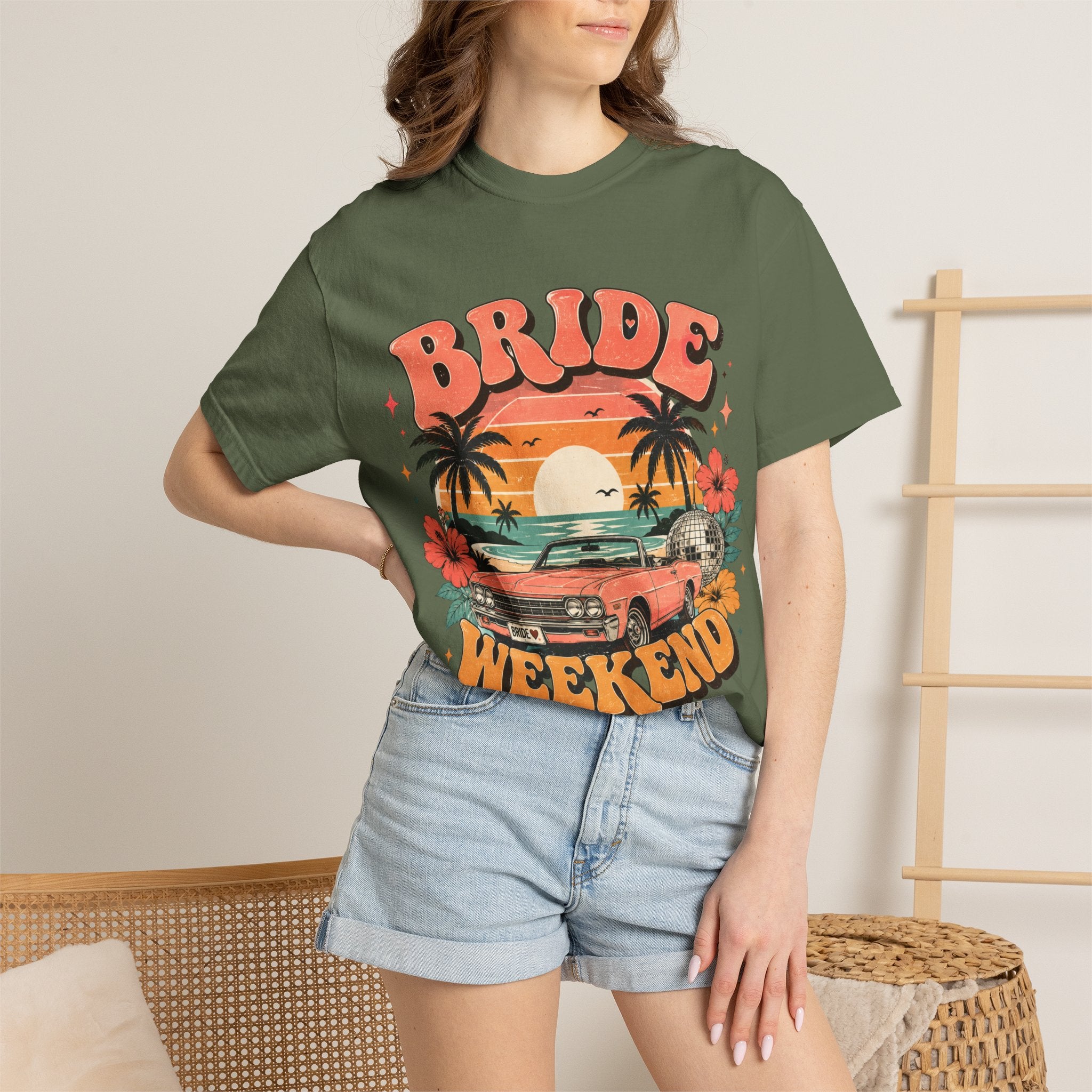 Bride Weekend T‑Shirt — Retro Sunset Palm Bachelorette Tee
