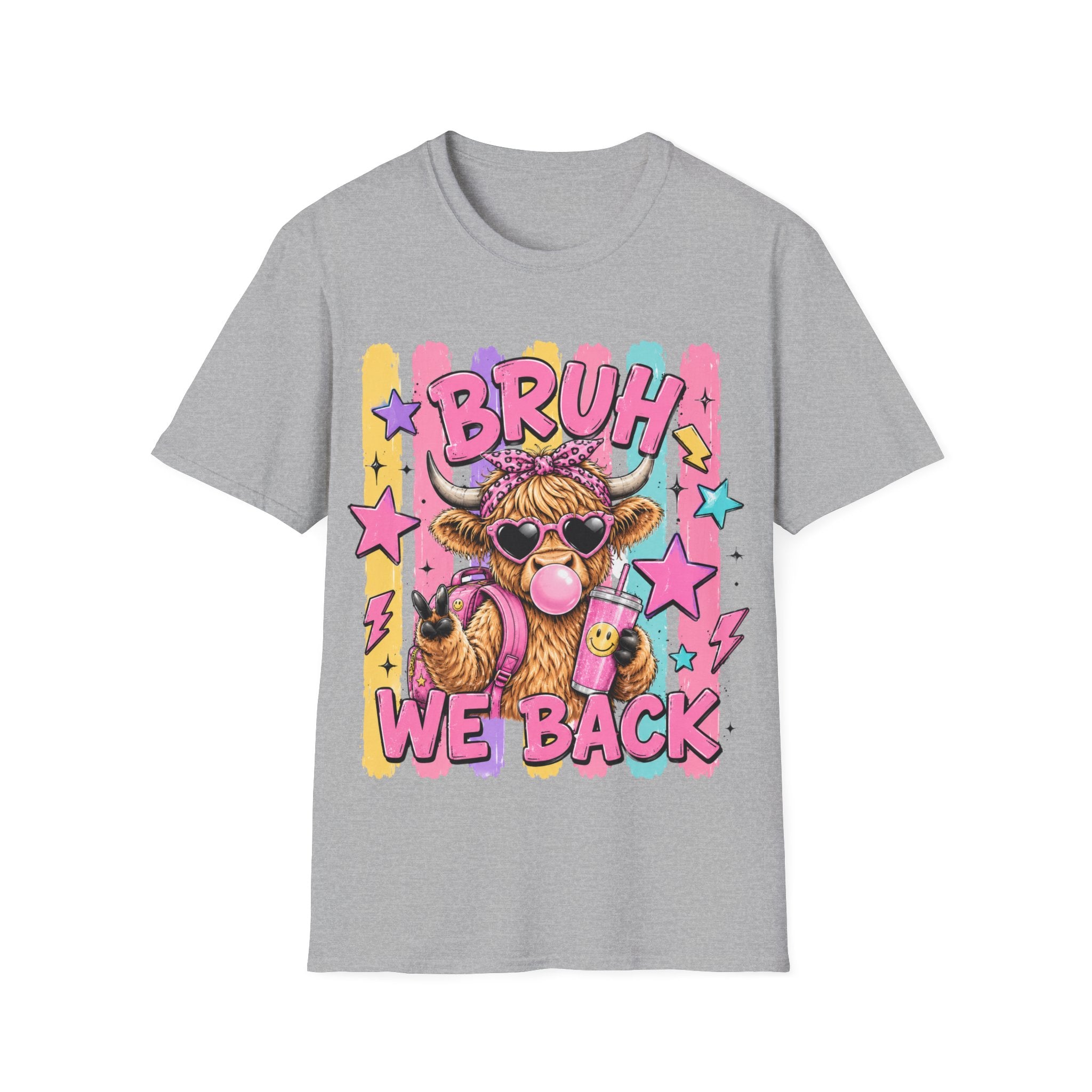 Bruh We Back Shirt, Funny Back To School Tee, Cute Cow Shirt, Teacher Student Shirt, First Day of School Tee, Trendy Graphic T-Shirt
