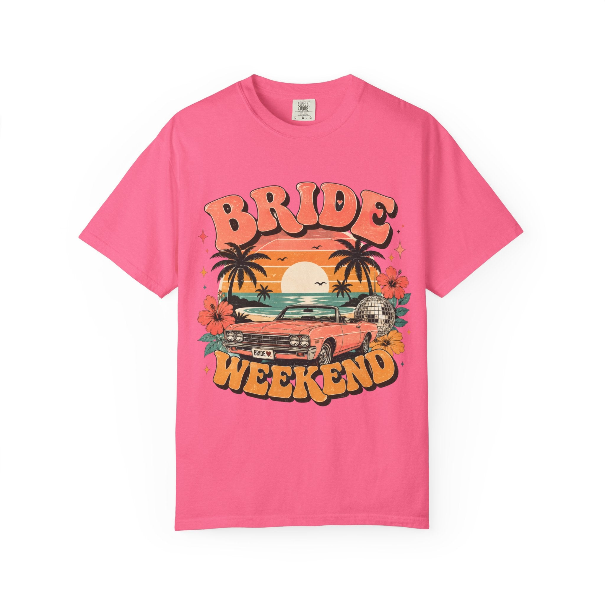 Bride Weekend T‑Shirt — Retro Sunset Palm Bachelorette Tee