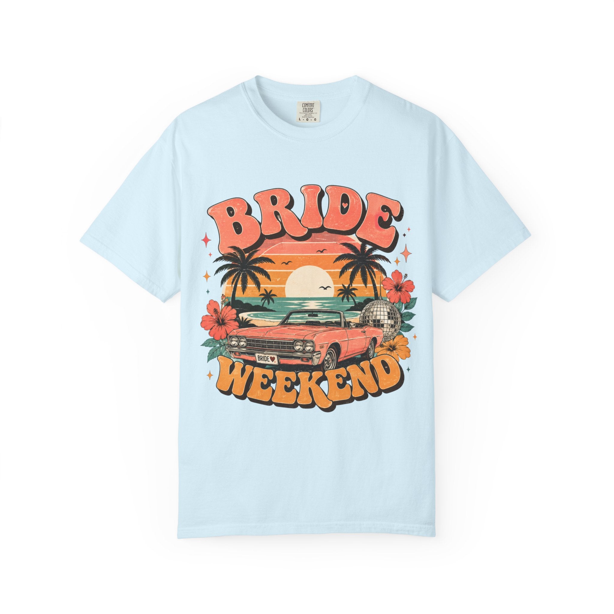 Bride Weekend T‑Shirt — Retro Sunset Palm Bachelorette Tee