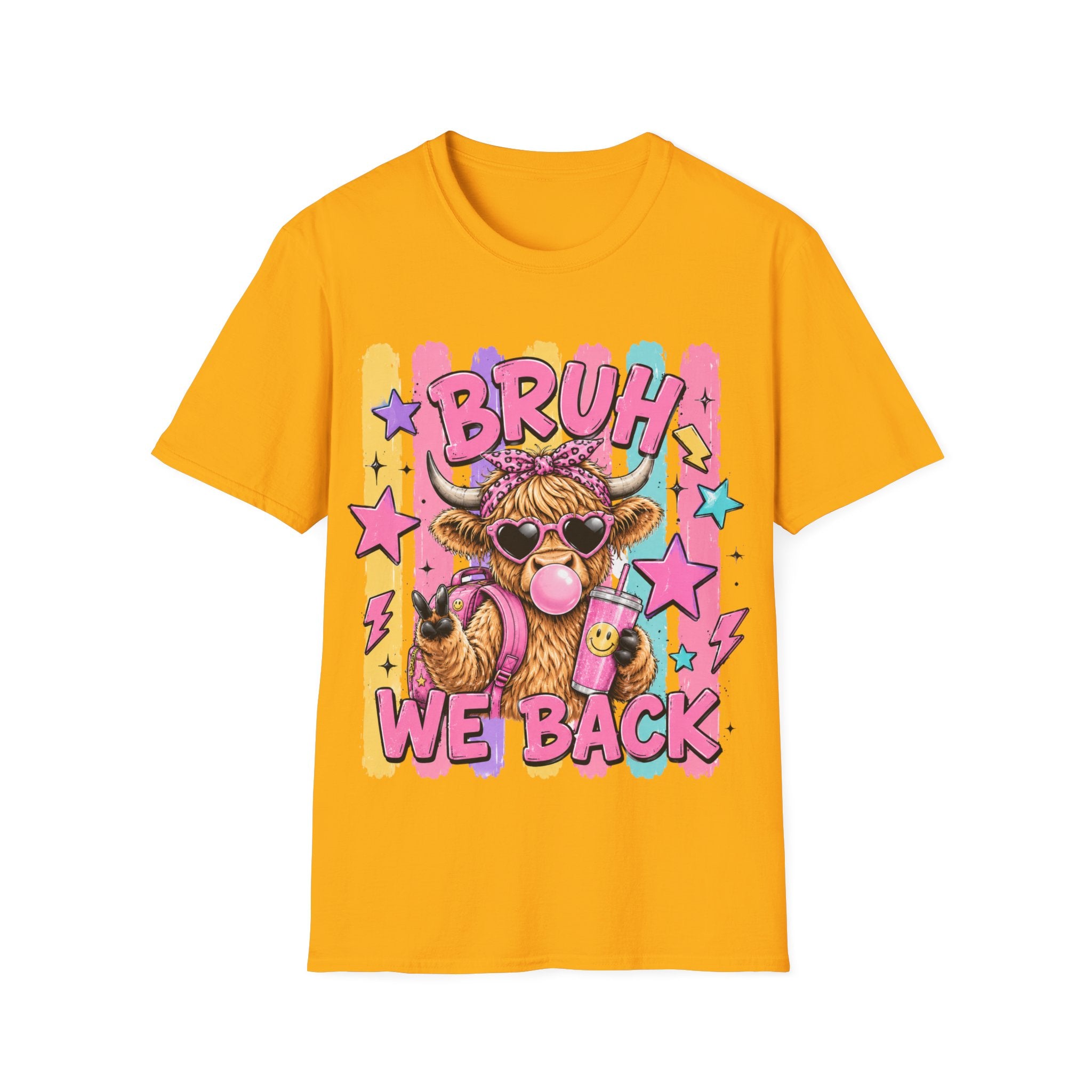 Bruh We Back Shirt, Funny Back To School Tee, Cute Cow Shirt, Teacher Student Shirt, First Day of School Tee, Trendy Graphic T-Shirt