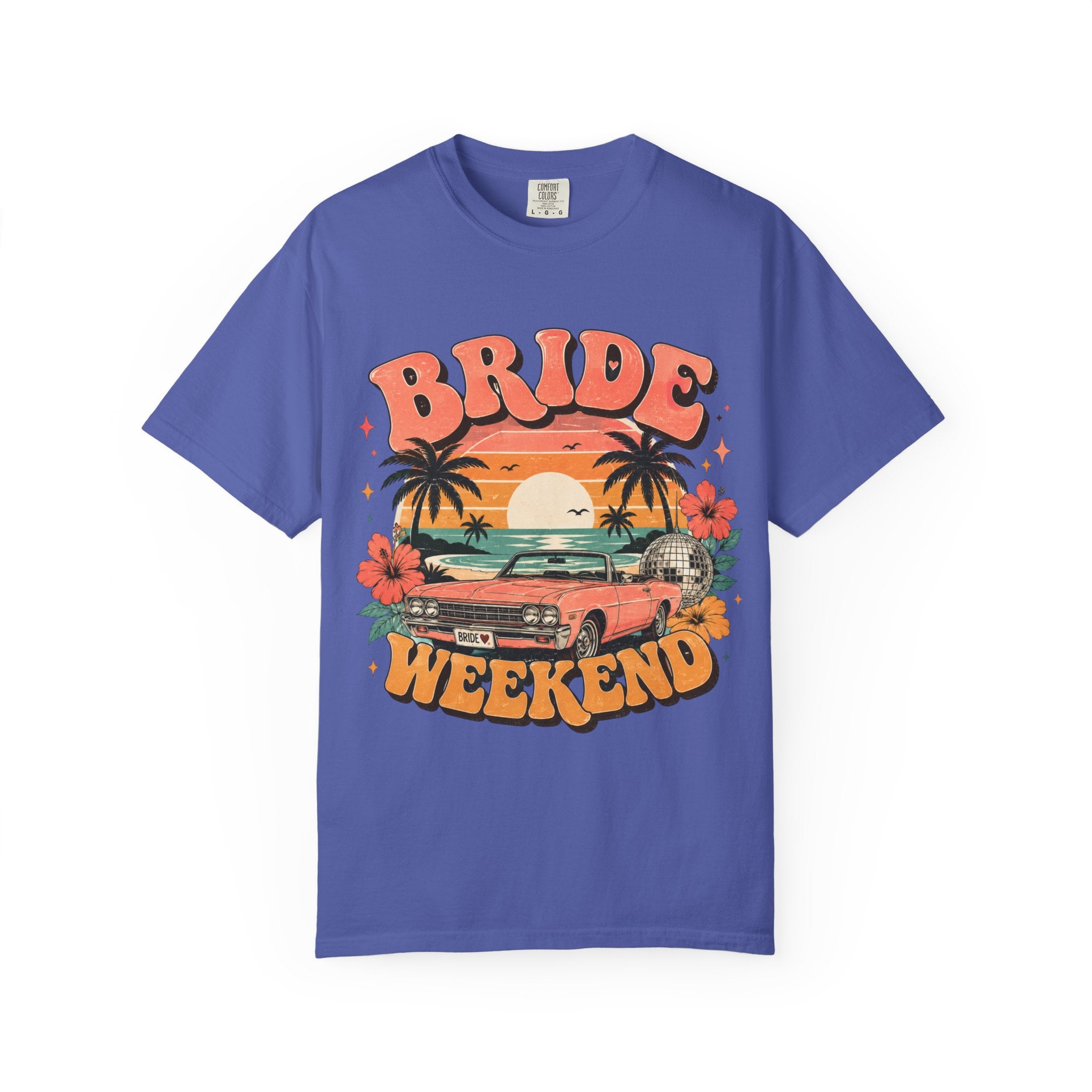 Bride Weekend T‑Shirt — Retro Sunset Palm Bachelorette Tee