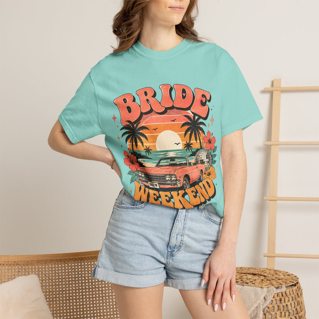 Bride Weekend T‑Shirt — Retro Sunset Palm Bachelorette Tee