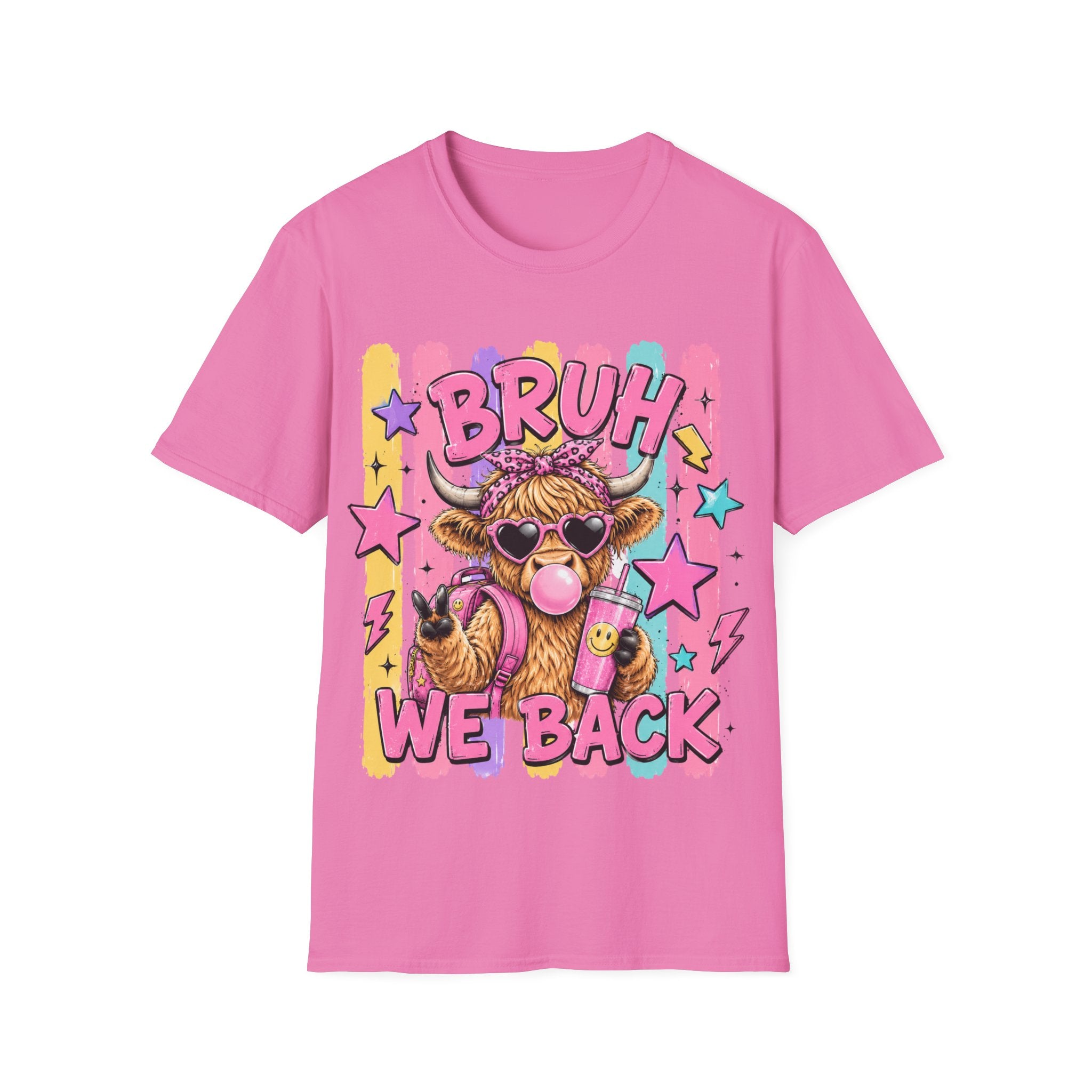 Bruh We Back Shirt, Funny Back To School Tee, Cute Cow Shirt, Teacher Student Shirt, First Day of School Tee, Trendy Graphic T-Shirt