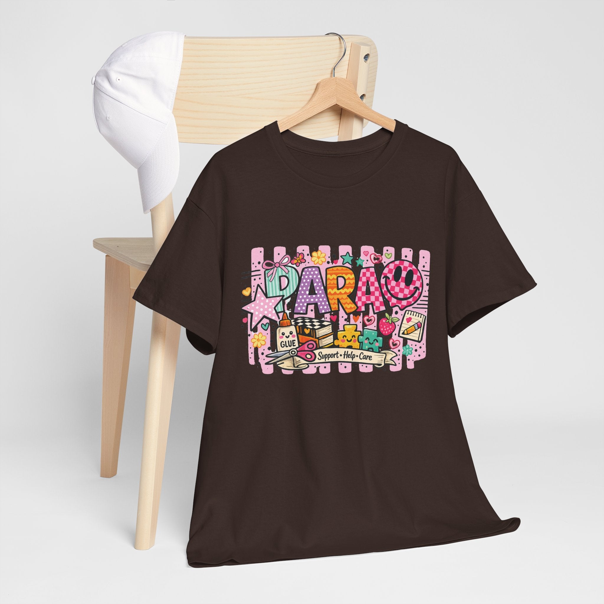 Daro Cute Cartoon Collage Tee | Pink Stars, Smiley Donut, Snacks