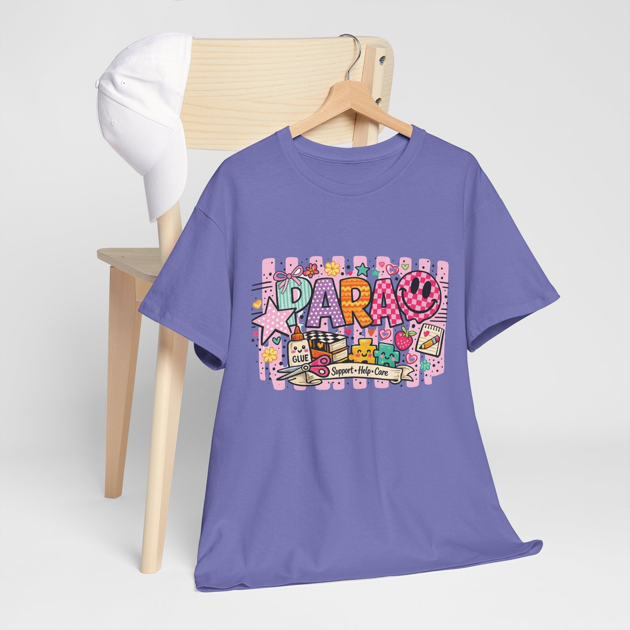 Daro Cute Cartoon Collage Tee | Pink Stars, Smiley Donut, Snacks