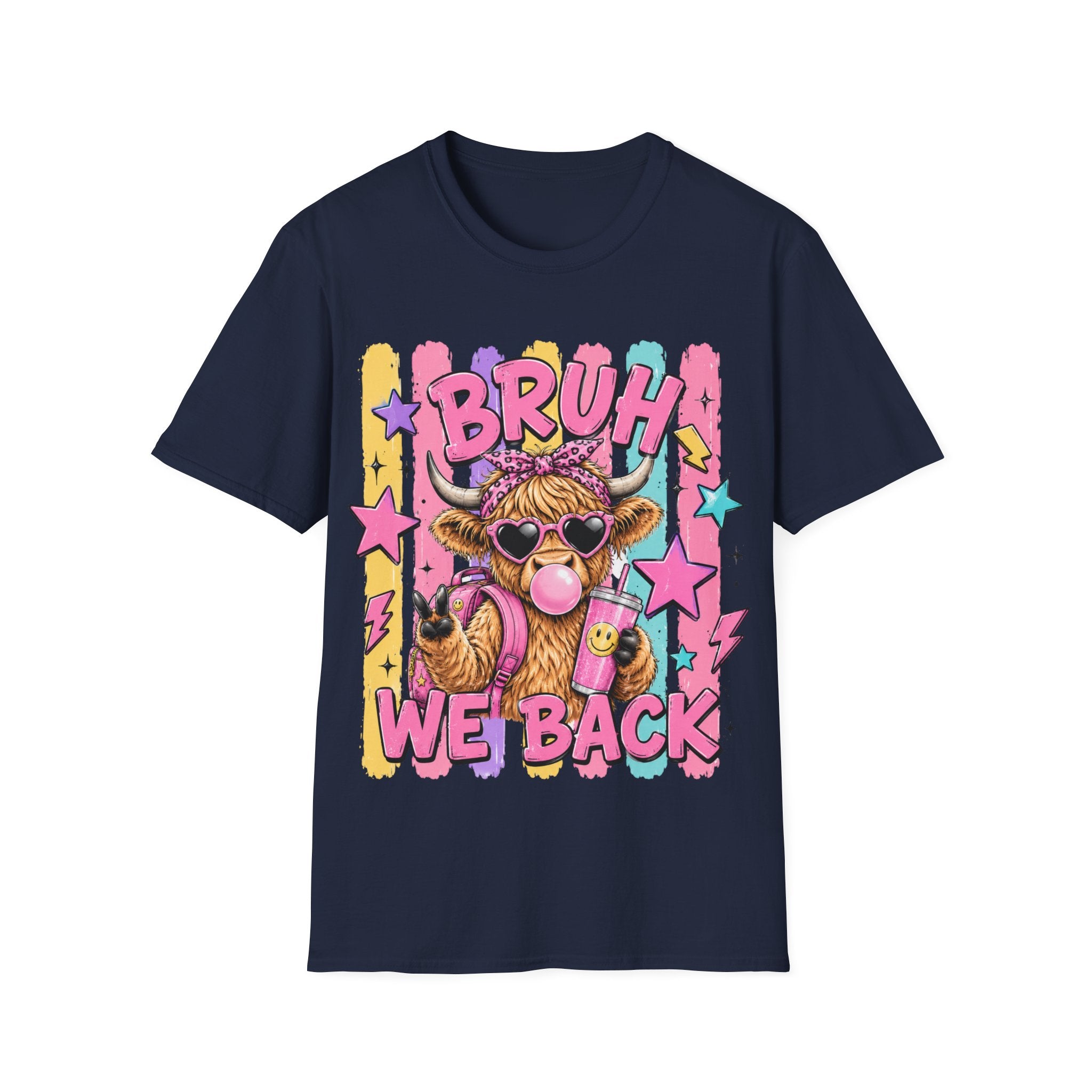 Bruh We Back Shirt, Funny Back To School Tee, Cute Cow Shirt, Teacher Student Shirt, First Day of School Tee, Trendy Graphic T-Shirt