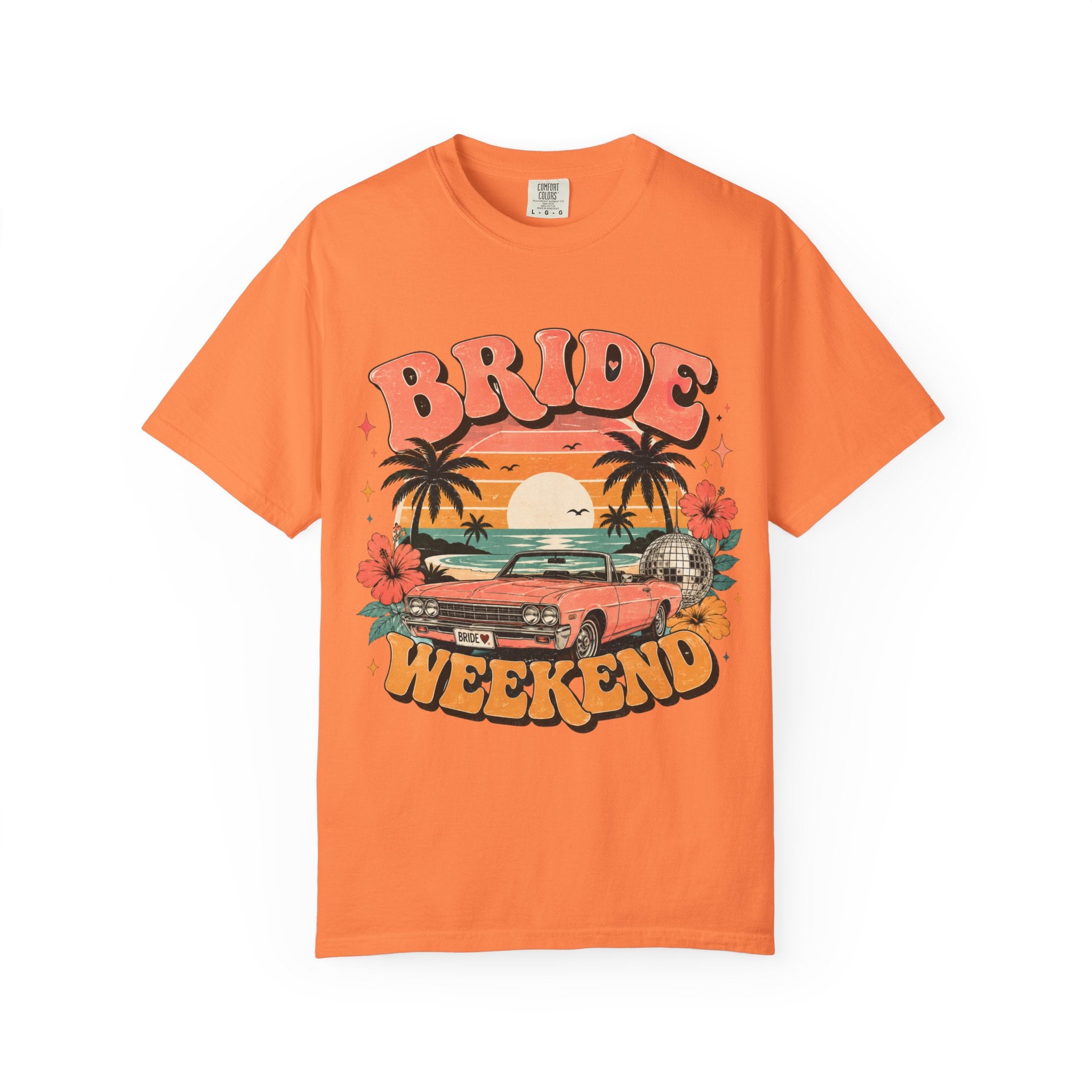 Bride Weekend T‑Shirt — Retro Sunset Palm Bachelorette Tee