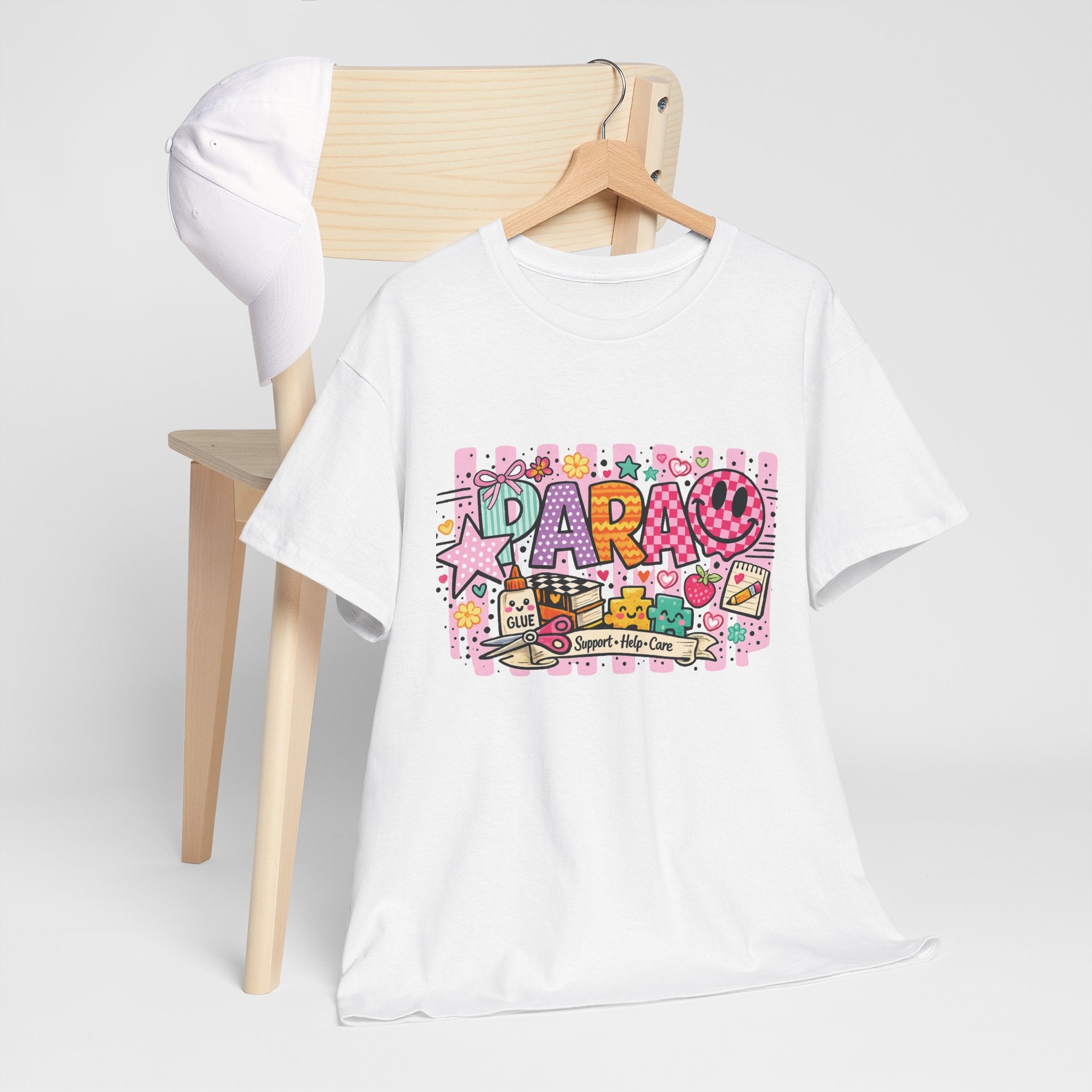 Daro Cute Cartoon Collage Tee | Pink Stars, Smiley Donut, Snacks