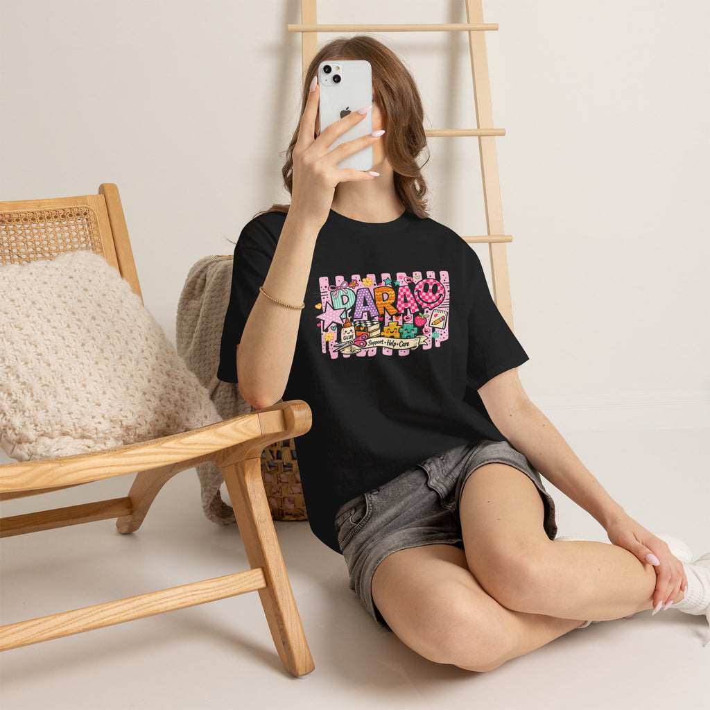 Daro Cute Cartoon Collage Tee | Pink Stars, Smiley Donut, Snacks
