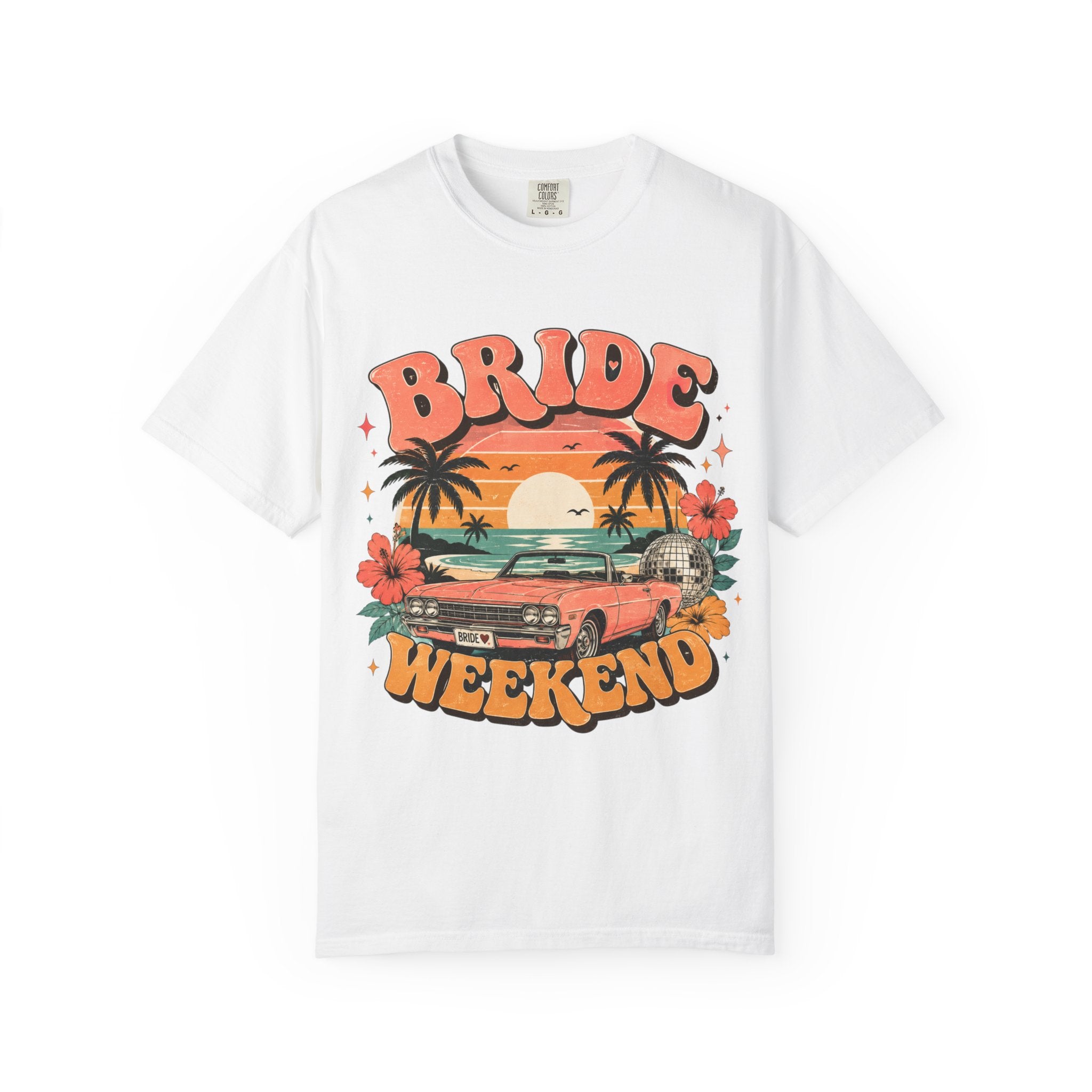Bride Weekend T‑Shirt — Retro Sunset Palm Bachelorette Tee