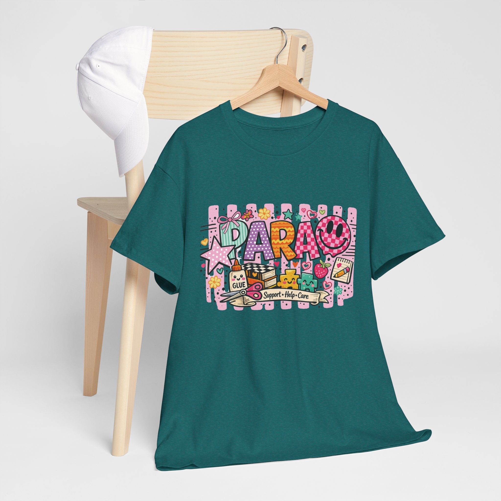 Daro Cute Cartoon Collage Tee | Pink Stars, Smiley Donut, Snacks