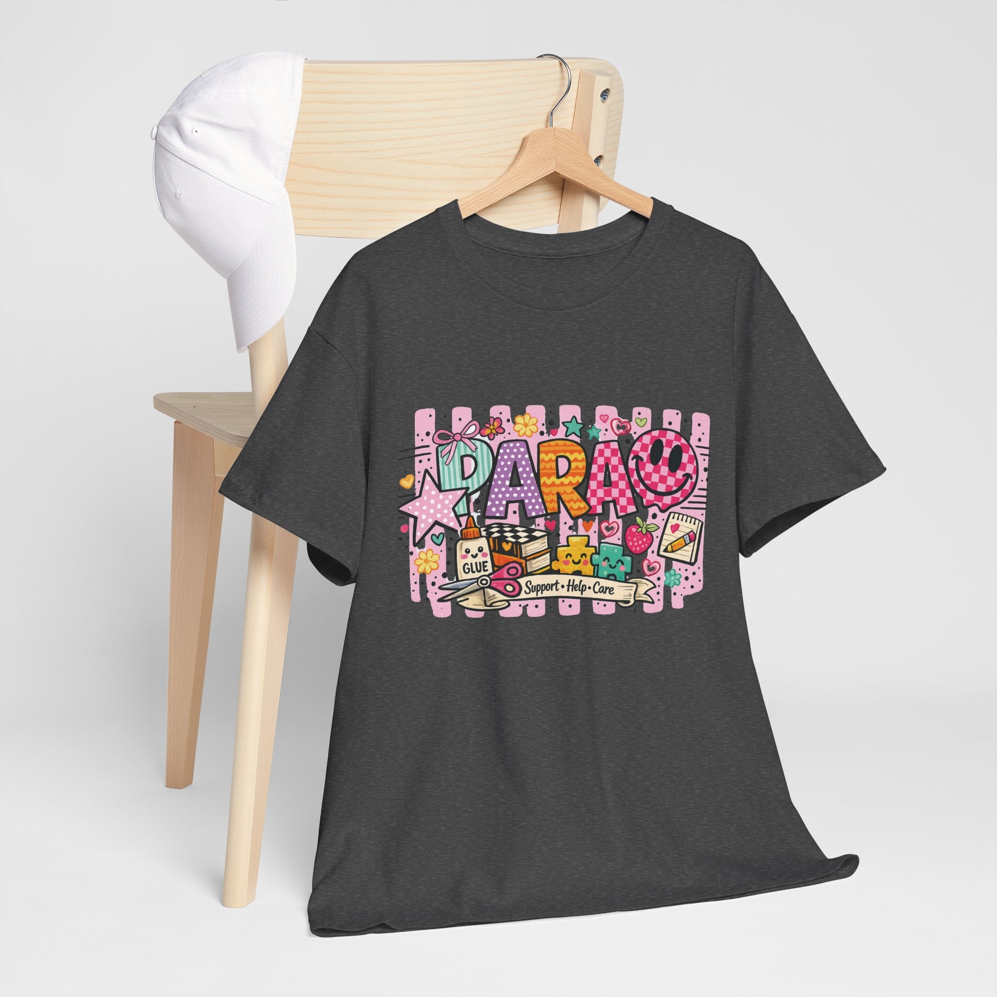 Daro Cute Cartoon Collage Tee | Pink Stars, Smiley Donut, Snacks