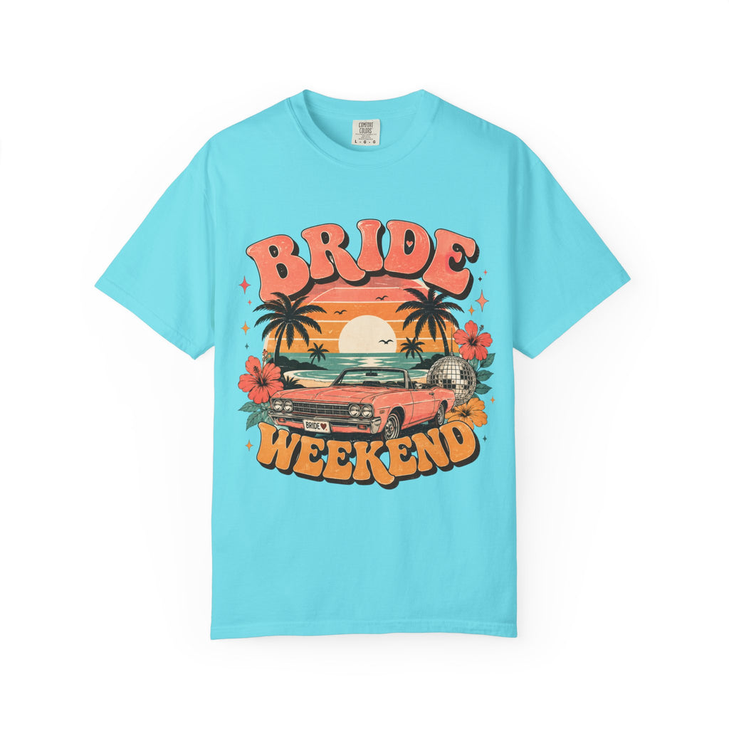 Bride Weekend T‑Shirt — Retro Sunset Palm Bachelorette Tee