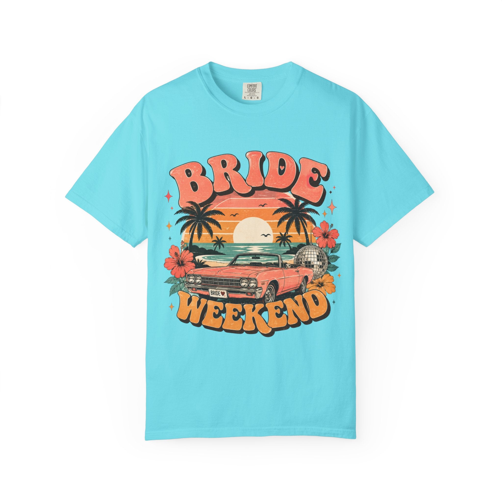 Bride Weekend T‑Shirt — Retro Sunset Palm Bachelorette Tee