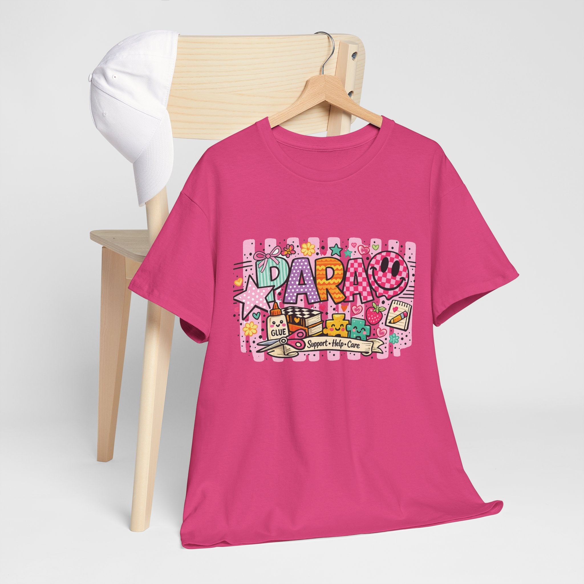 Daro Cute Cartoon Collage Tee | Pink Stars, Smiley Donut, Snacks