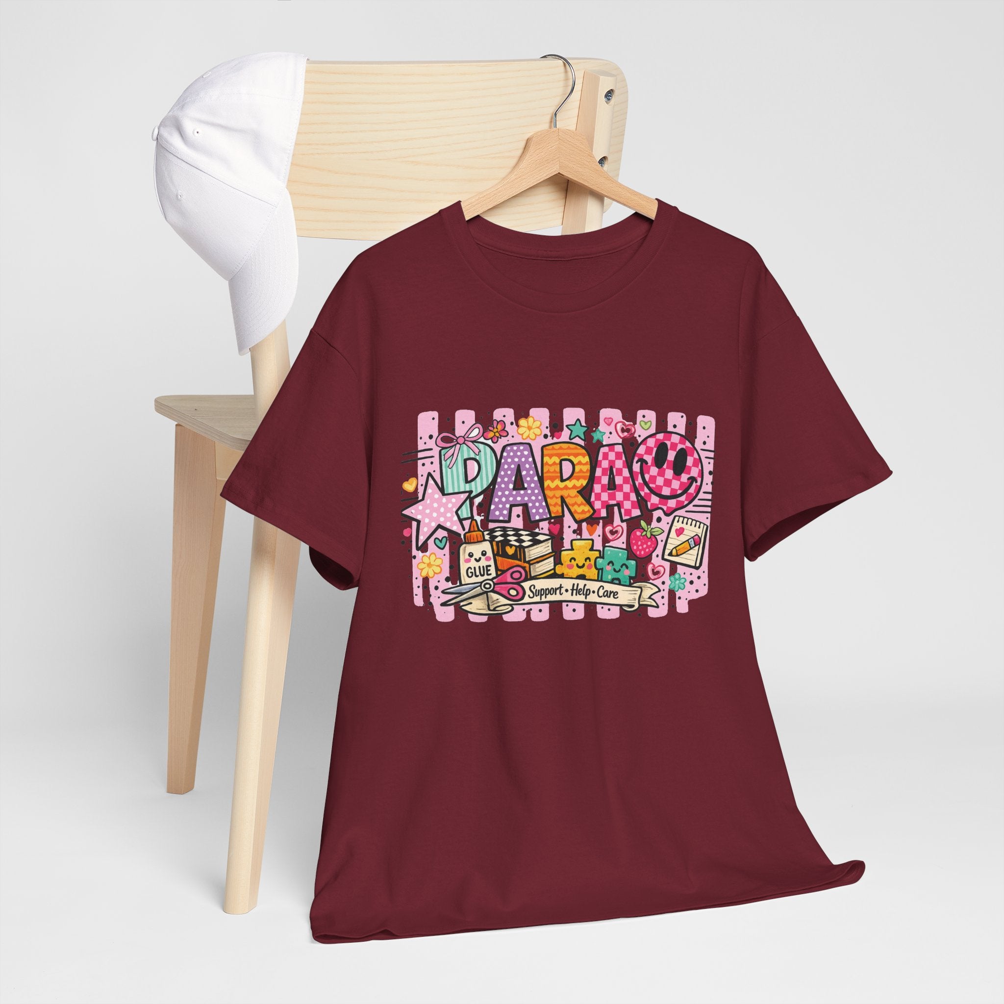 Daro Cute Cartoon Collage Tee | Pink Stars, Smiley Donut, Snacks