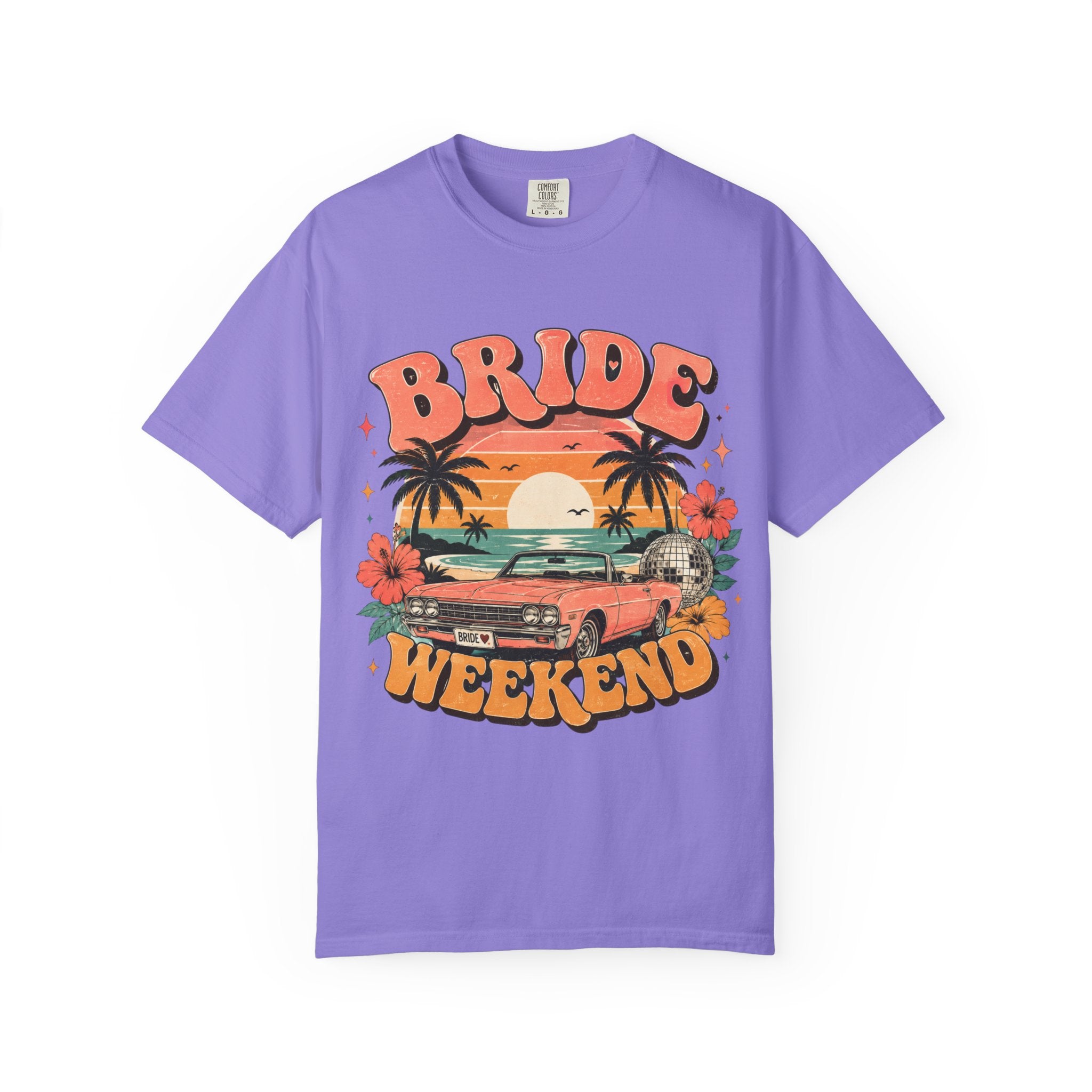 Bride Weekend T‑Shirt — Retro Sunset Palm Bachelorette Tee